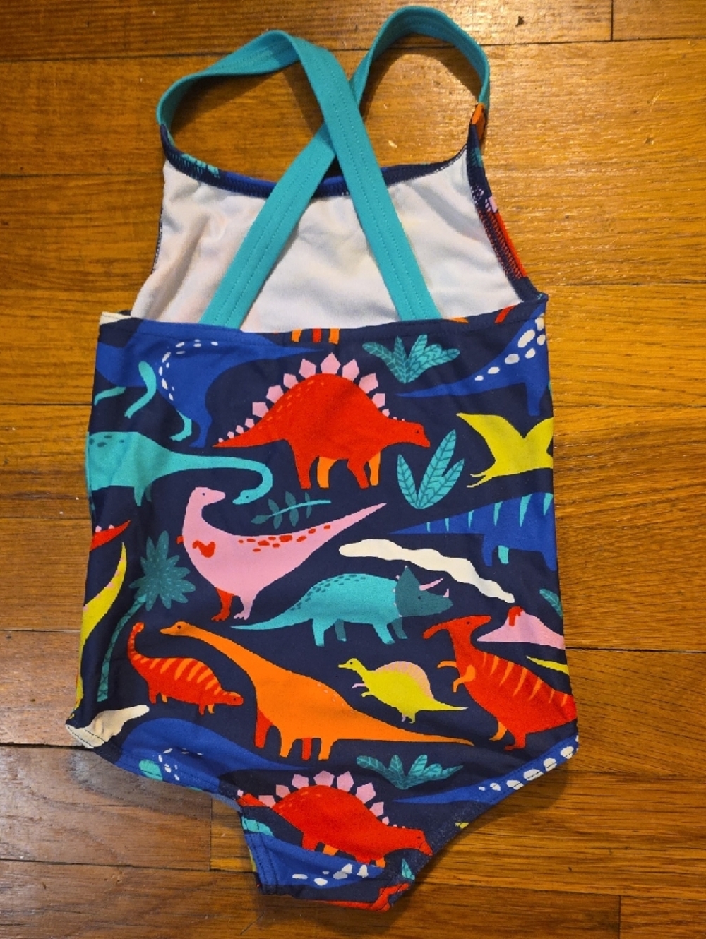 Mini Boden Navy Dinosaur One-Piece Swimsuit with Teal Straps Size 4-5Y - Picture 4 of 5